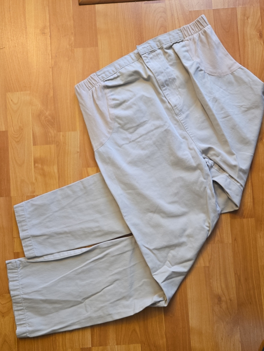 Vintage In Due Time Maternity Khaki Pants Adjustable Waist Stretch Panels Sz 12